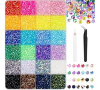 24,000 Pcs Bedazzling Kit, 24 Colors Quality Rhinestones, Each 8 Cut Surfaces for Extra Sparkle, 3mm Gems with Flat Back, Bedazzler Kit with Tweezers & Pickup Pen for DIY Crafts Clothes Shoes