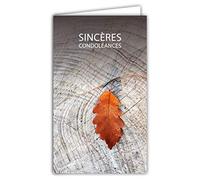 24-1037 Sincères Sympathy Card Format 16 x 9.5 cm with White Envelope Dead Oak Leaf Autumn Wood Trunk Tree - Made in France