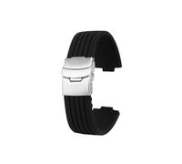 24-12mm 22-11mm Silicone Watchband Fit for ORIS AQUIS 7730 7740 Diving Watch Strap Steel Folding Buckle(Black-steel,22-11mm convex)