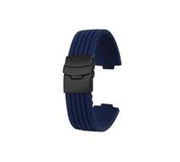 24-12mm 22-11mm Silicone Watchband Fit for ORIS AQUIS 7730 7740 Diving Watch Strap Steel Folding Buckle(Blue-black,22-11mm convex)