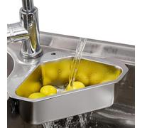 24×18×8cm Triangle Kitchen Sink Strainer - 304 Stainless Steel Corner Food Strainer, Drain Basket For Kitchen Sink, Triangular Corner Sink Strainers Filter With 1 Suction Cup Hook For Food Garbage