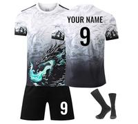 24/25 Home/Away Football Jerseys, Personalised Full Football Kit for Adults & Kids - Your Name & Number, for Football Fans (Includes Shirt, Shorts & Socks)(2425-White)
