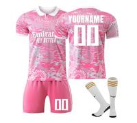 24/25 Home/Away Football Kit with Jersey, Shorts, Socks Set - Personalized DIY Strips with Name Number - Birthday Gifts for Kids Adult Boys UK