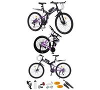 24", 26”, 27.5 Inch Mountain Bike, Foldable Adult & Teenager Bicycle, City Bike, Commuter Cycle, Unisex Men & Women MTB, Dual Suspension,19 KG Lightweight, Dual Disc Brake, 21 Speed (24 Inch)