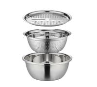 24/26/28/30cm Grating and Slicing Bowl, Multifunctional Stainless Steel Basin Set, Dual-Function Stainless Steel Sink, 3 in 1 Multipurpose Drain Basket Grater Basin Bowl (26CM)
