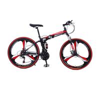 24/26'' Folding Mountain Bike, 21Speed, Foldable Mountain Bicycle with Dual Disc Brakes, 3 Spoke Wheels, Mountain Bikes Dual Suspension for Men and Women A,26 inch
