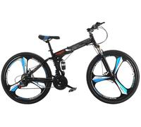 24"/26" Folding Mountain Bike Dual Suspension 21 Speed High Carbon Steel Frame For Adults, Men, Women And Teenagers(C,24)