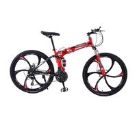 24/26 Inch Foldable Mountain Bike with Dual Shock Absorbers, Six-Bladed Wheels, Unisex, 21 Speed, High Carbon Steel Frame, Sport Cycling Bike for Adult D,24 inch