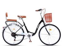 24/26 Inch Women's City Bike, Folding Bike for Adults, 7 Speed Gears Folding Bike with Variable Speed City Bike with Rear Light and Car Basketball C,26in