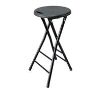 24/28" Folding Bar Stool with Handle - Compact Round High Chair for Kitchen & OutdoorSteel Frame Portable Camping Stool for Adults - Black 70cm/28inch