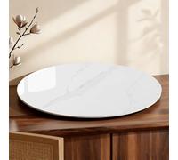 24" & 28" Marble Lazy Susan nizer - 40" Round Sintered Stone Rotating Serving Tray for Kitchen & Dining - Ideal for Family Gatherings & Birthday Parties (Bright White)