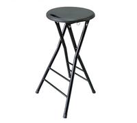 24"/28" Tall Folding Bar Stools Backless Portable Kitchen Counter Seats with Handle & Footrest Foldable Breakfast Chairs for Adults - Black (24"/60cm)