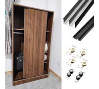 24 30 32 36 48 60 Inch Barn Door Hardware Kit, Closet Sliding Door Rollers Track Replacement Hardware, Cabinet Pocket Door Hardware for Bedroom(Black,194cm/76.4inch)