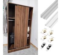 24 30 32 36 48 60 Inch Barn Door Hardware Kit, Closet Sliding Door Rollers Track Replacement Hardware, Cabinet Pocket Door Hardware for Bedroom(White,62cm/24.4inch)
