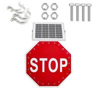 24 & 30 inch Solar Powered Led Stop Sign Octagon Road Sign, Home Garage Parking Indicator, Neighborhood Kids at Play Safety Sign, Flashing Blinking Warning Lighted.(30in)