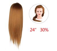 (24'' 30% Real Human Hair) Human Hair Practice Training Head Hairdressing Mannequin + Clamp Stand