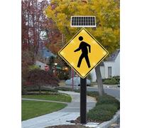 24"/30" Solar LED Flashing Crosswalk Sign Reflective Traffic Warning Sign Rust-Proof Metal Frame Waterproof Outdoor Beacon(24"(60cm))