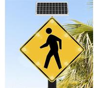24"/30" Solar LED Pedestrian Crossing Sign Flashing Street Traffic Warning Sign Engineering Grade Reflective Film(30"(76cm))