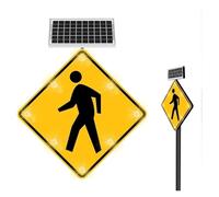 24/30" Solar LED Pedestrian Sign - High Visibility, IP65 Aluminum(30inch)