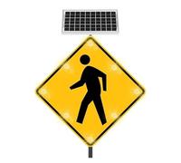 24/30" Solar LED Pedestrian Sign - IP65, Reflective Film, Rust-Proof(30inch)
