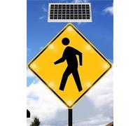 24"/30" Solar Pedestrian Crossing Sign LED Flashing Aluminum Road Sign Rust-Proof Metal Frame for Traffic Safety(24"(60cm))