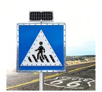 24''/30" Solar Pedestrian Crossing Sign, Solar Powered Led Flashing Pedestrian Crossing Sign, Aluminum Road Signs Traffic Led Blinking Street Warning Sign-Rust-Proof Metal Frame 24IN(61CM)