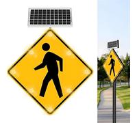 24"/30" Solar Powered Flashing Pedestrian Crossing Sign LED Aluminum Traffic Warning Sign Engineering Grade Reflective Film(60cm/24in)