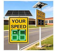 24×35 Inch Solar Powered Radar Speed Feedback Sign - Rust-Resistant Aluminum Yellow LED Display For Streets Neighborhood Traffic Calming