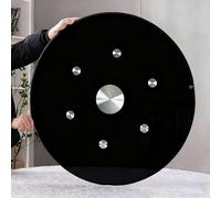 24/36/40in Transparent Tempered Glass Round Tabletop Rotating Serving Tray,Glass Lazy Su San Turntable for Dining Table with 6 Rotating Wheels,for Family Gatherings & Parties(Black,80cm/31.5in)