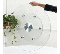 24/36/40in Transparent Tempered Glass Round Tabletop Rotating Serving Tray,Glass Lazy Su San Turntable for Dining Table with 6 Rotating Wheels,for Family Gatherings & Parties(Clear,70cm/27.5in)