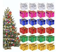 24/36PCS Christmas Tree Mini Boxes Decorations,Assorted Color Mini Metallic Foil Wrapped Gift Boutique Ornaments DIY Present Package Boxes for Holiday Party Decoration (36PCS)