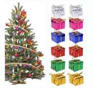 24/36PCS Christmas Tree Mini Boxes Decorations,Assorted Color Mini Metallic Foil Wrapped Gift Boutique Ornaments DIY Present Package Boxes for Holiday Party Decoration (24PCS)