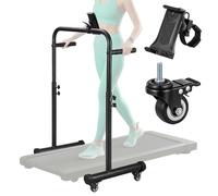 24.4 Inch Wide Handle Bar for Pad Only with Phone Holder and 4 Wheels Adjustable Handrail Height from 41.37 to 50.03 Inch Comfortable Grip Stainless Steel Frame Stable, with Handle