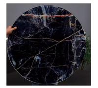 24-40" Marble Lazy Susan - Tempered Glass Round Serving Tray with Solid Wood Base for Dining & Coffee Tables Ideal for Indoor/Outdoor Entertaining & Serving