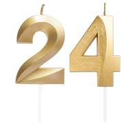 24/42nd Birthday Candles, Number 24/42 Candle, Gold Happy Birthday Candle, 3D Digital Candles for Birthday Cake, Gold Glitter Cake Topper Decorations for Birthday Wedding Anniversary Celebration Party