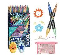 24/48/72/96 Colors Glitter Effect Brush Markers, Dual Tip Glitter Markers for Adults, Metallic Sharpie Markers, Smooth No Clog, No Bleed Through for Cards, Art Supplies, Scrapbooking (72 Colors)
