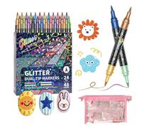 24/48/72/96 Colors Glitter Effect Brush Markers, Dual Tip Glitter Markers for Adults, Metallic Sharpie Markers, Smooth No Clog, No Bleed Through for Cards, Art Supplies, Scrapbooking (48 Colors)