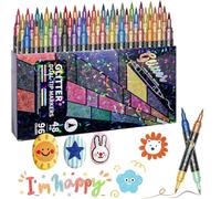 24/48/72/96 Colors Glitter Effect Brush Markers, Dual-Tip Glitter Pens Set, Metallic Pens for Scrapbooking, Colouring Pens for Adult Coloring Books, DIY Crafts, Cards & Art Supplies (96 Colors)