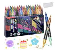 24/48/72/96 Colors Glitter Effect Brush Markers, Glitter Effect Brush Markers, Dual Tip Metallic Shimmer Pens Set, Smooth No Clog | No Bleed Through for Cards, DIY Crafts, Doodles, Writing (96Colors)