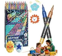 24/48/72 Colors Glitter Brush Markers, Shimmer Effect Paint Pens with Flexible Fiber Tip, Water-Based Sparkle Markers for Adult Coloring, Card Making, DIY Scrapbooking & Journaling (72Colors)