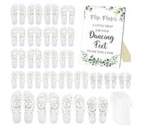 24/48 Pairs Bulk Flip Flops For Wedding Guests Beach Pool Dancing Party, White, Large Women/X-Large Men