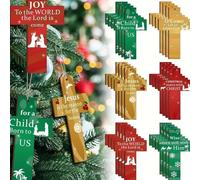 24/48 Pcs Wooden Cross, Hanging Decorations, Decoration for Ganpati, Wooden Christmas Cross Decorations, Home Hanging Decor, Christian Encouragement Inspirational Gift (A:24 pcs)