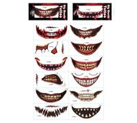 24/48Pcs Halloween Prank Make up Temporary Tattoos,Horror Mouth Tattoo Stickers,Smiling Lip Tattoo Prank Makeup Props Face Stickers for Adults Kids (24pcs)