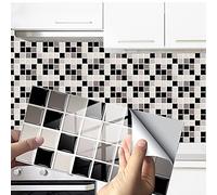 24/48pcs Kitchen Bathroom Marble Wall Tile Stickers, DIY Rectangle Marble Mosaic Style Decals Sticker for Kitchen Living Room Bathroom Home Decor Self-Adhesive (Gray Mosaic,48pcs)