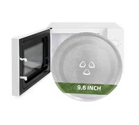 24.5 cm/9.6" Microwave Glass Plate, Universal Thickened Heat Resistant Microwave Glass Turntable Plate Replacement with 3 Fixers for Small Microwaves（245mm）