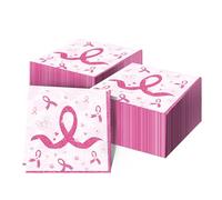 24/50/100 Pack Breast Cancer Napkins, Pink Ribbon Breast Cancer Awareness Napkins, Disposable Dinner Lunch Paper Napkins for Party Decorations Supplies Table Decor (100)