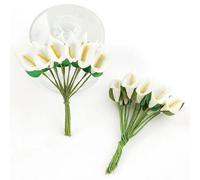 24/60/120 Pcs Artificial Foam Calla Lily Bouquet Fake Flowers Wreath Headdress Diy Handmade Materials Home Room Wedding Bridal Flower Decora-White-24PCS