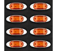 24/7 AUTO 8x 6 LEDs 12V AMBER ORANGE Side Outline Chrome Bezel Marker Lights Car Camper SUV Offroad Truck Trailer Caravan 4x4