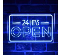 24/7 Hour Welcome Shop LED Neon Light Sign | Multicolour Hanging Open Window or Wall Decor for Café, Restaurant, Home Bar or Business | USB Powered (White)