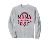 24/7 Mama on Duty: Pink Camo Mom Life, mama Sweatshirt, Adult Unisex, Heather Grey, L